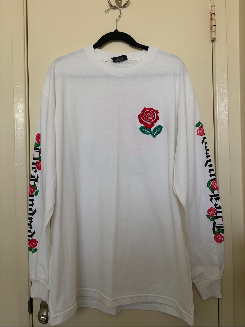 The Hundreds White Long-Sleeve Graphic Tee with Red Rose